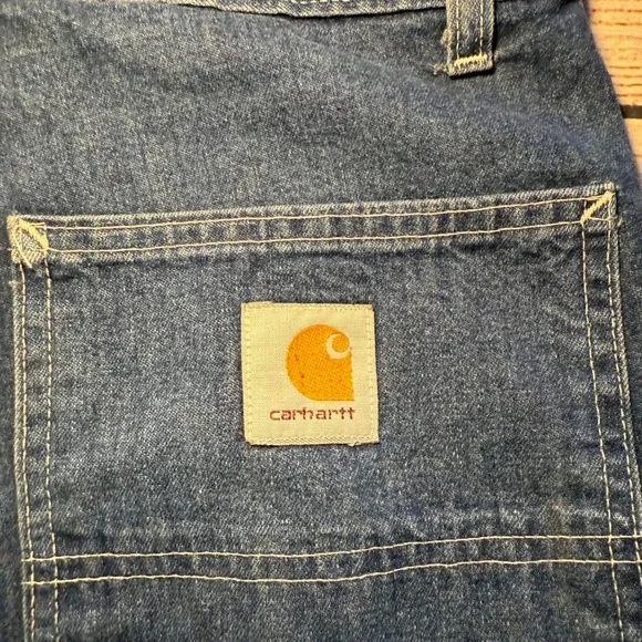 Vtg Carhartt USA Made Baggy Jeans Dungaree Fit Denim Mens 31x33 Carpenter‎ 90s - Picture 13 of 13